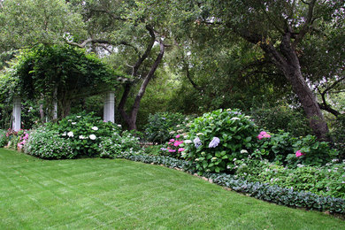 Inspiration for a traditional shade backyard landscaping in Santa Barbara.