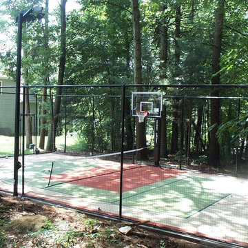 Backyard Basketball and Tennis Court in Acton