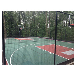 Backyard Basketball and Tennis Courts in hingham - Traditional ...