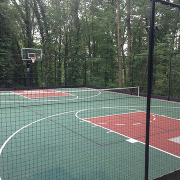 Backyard Basketball and Tennis Courts in hingham