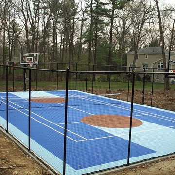 Backyard Basketball and Tennis Courts in Lynnfield