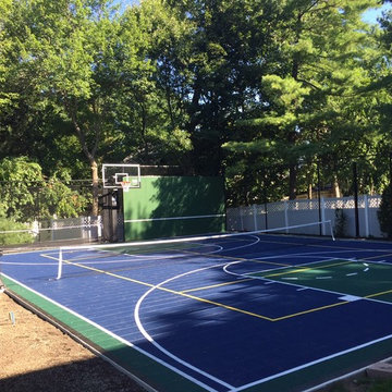 Backyard Basketball and Tennis Courts in Lynnfield