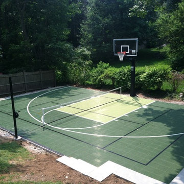 Backyard Basketball and Tennis Courts in Marblehead
