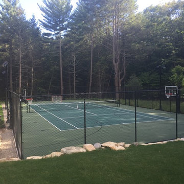 Backyard Basketball and Tennis Courts in Medfield