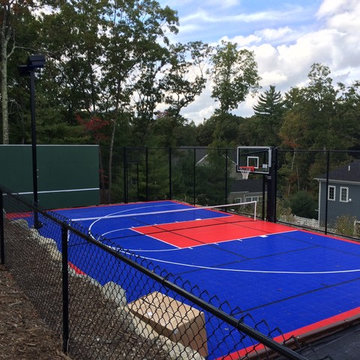Backyard Basketball and Tennis Courts in Medfield