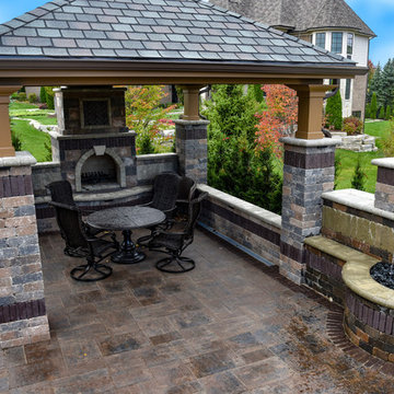 Backyard Estate with gazebo fireplace & water feature
