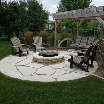 Backyard Fire Pit with Pergola and Swing