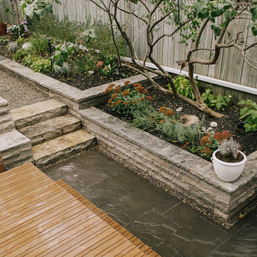 Backyard Garden and Natural Stone Retaining Detail