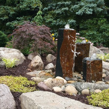 Backyard Landscape Renovation w/ Basalt Column Fountain