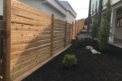 Inspiration for a mid-sized contemporary drought-tolerant and partial sun backyard garden path in Other.