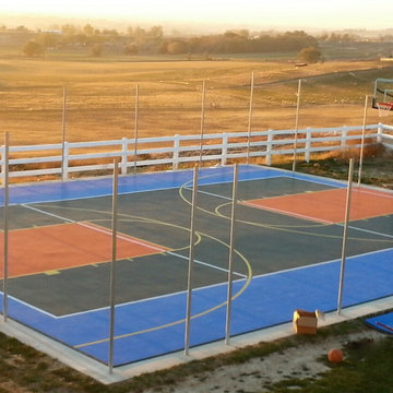 Backyard multi sport outdoor game court under construction