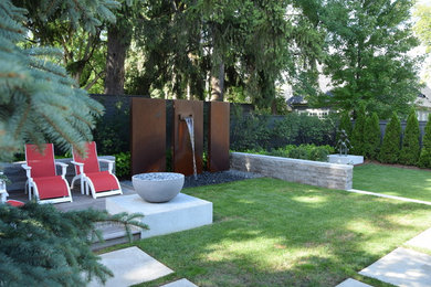 Cette photo montre un jardin arrière moderne de taille moyenne.