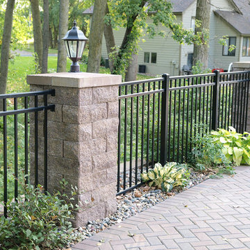 Backyard Patio Fence with Posts and Accent Lighting