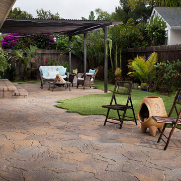 Backyard Patio Transformation with Pavers & Artificial Grass in San Diego, Ca