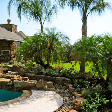 Backyard pool landscape