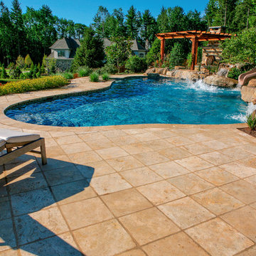 Basking Ridge NJ, Natural Poolscape with Outdoor Fireplace