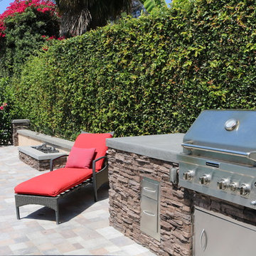 BBQ Island with Matching Fire Pit and Pavers