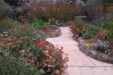 Inspiration for a rustic drought-tolerant and full sun stone landscaping in San Francisco.