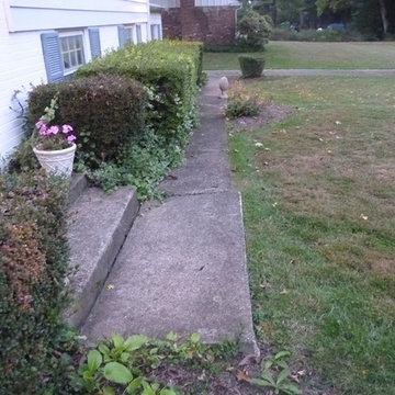 Before Photo Paver Walk, Landing, and steps with Landscaping - Wayne, PA