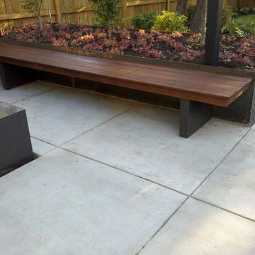 Bench, Fire Element, Planter, and Overhead
