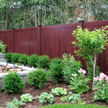 Best New Backyard Idea is Mahogany Wood Grain Illusions Vinyl PVC Privacy Fence