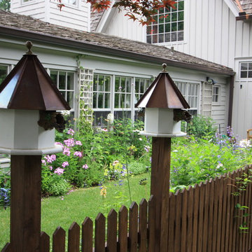 Birdhouses in a wild garden