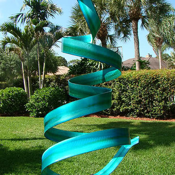 Blue Metal Garden Sculpture - Blue Ocean Wisp by Jon Allen