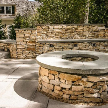 BLUE STONE PATIO AND FIREPIT WITH SOUTH BAY STONE WALLS