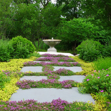 Bluestone Pathway Planted with Creeping Thyme and Creeping Jenny