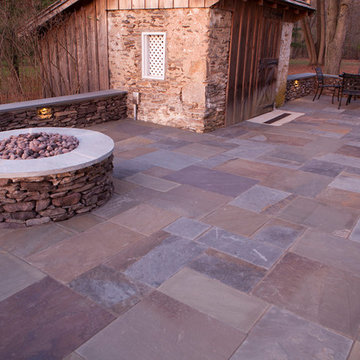 Bluestone Patio, Walls, Steps, Gas Fire Pit, Landscape Lighting