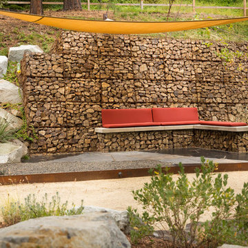 Bocce Court with Gabion Bench