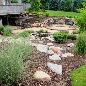 Boulder Walls, Pond and Patio