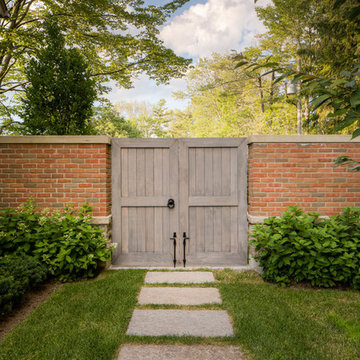 Brick Accent Wall and Cedar Gate