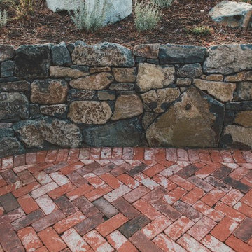 Brick Pathway and Basalt Retaining Wall