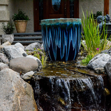 Bubbler adds height to a pondless waterfall