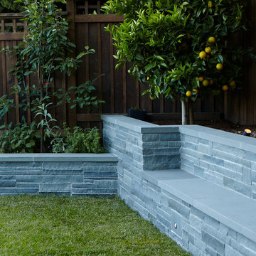 Built-in bench with lemon tree