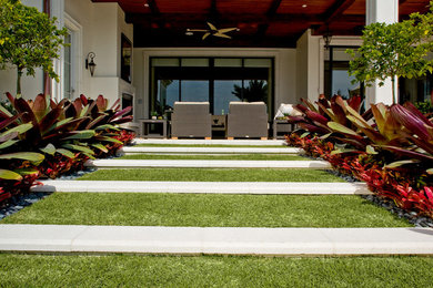 Design ideas for a tropical backyard landscaping in Miami.