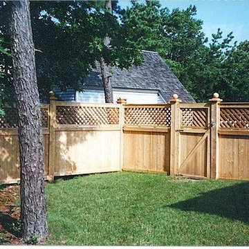 Cedar Board Fence with Lattice Top