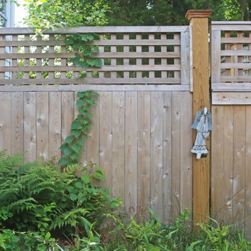 Cedar Board Fence with Lattice Top