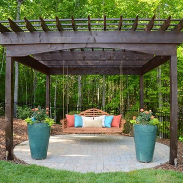Cedar pergola and daybed swing.