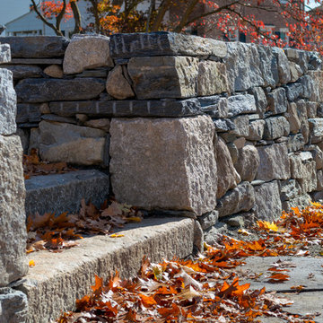 Cheek walls and reclaimed granite steps