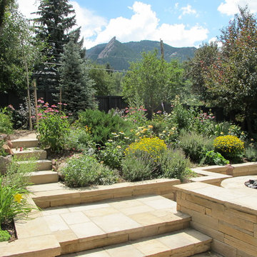 Colorado Buff Flagstone Mortared Walls, Walkways, Patio, Firepit and Steps