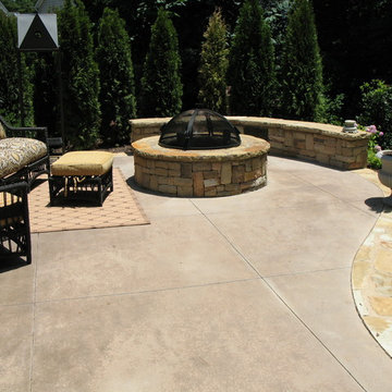 Colored Concrete Patio with Circular Fire Pit