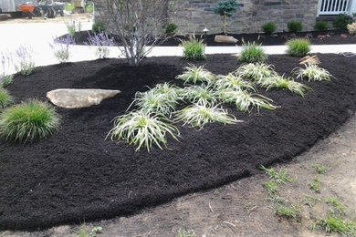 Inspiration for a large traditional partial sun front yard landscaping in Cleveland.