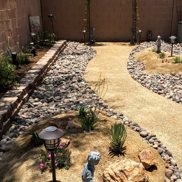 Completed install with natural path walk, low water use plants