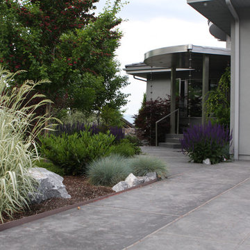 Concrete Driveway and Sidewalk with Landscaping