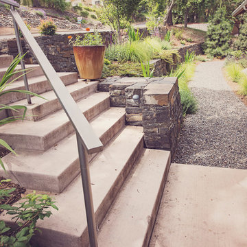 Concrete Entry Staircase with Terraced Gardens