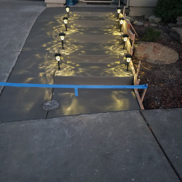 Concrete steps with pathway lights