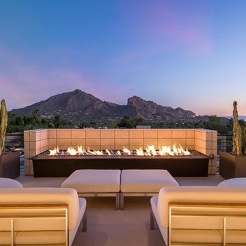 Contemporary Desert Fairways | Outdoor Living and Custom Fire Feature