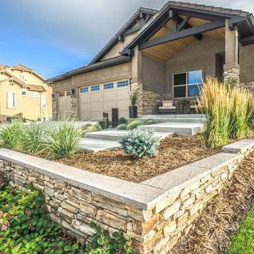 Contemporary Landscape with Basalt Columns Water Feature